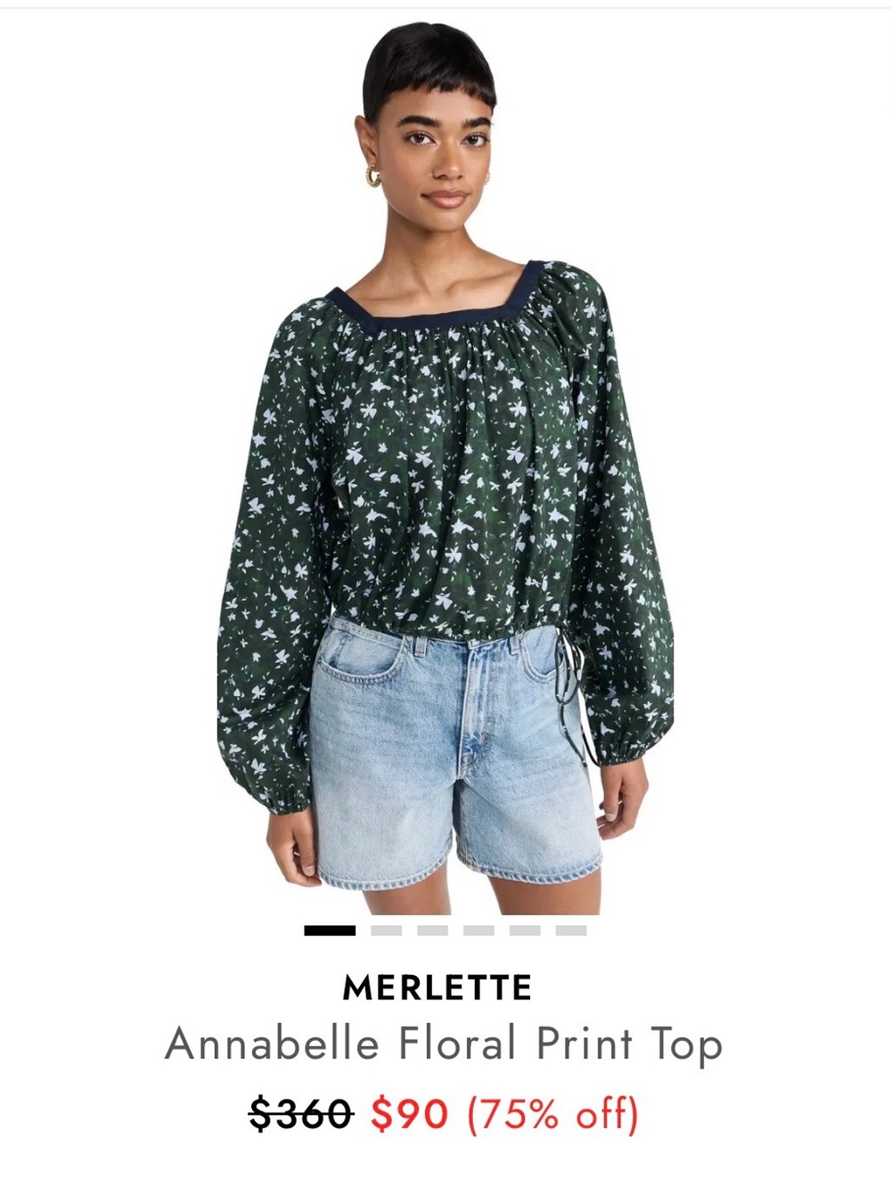 Merlette Annabelle Floral Print Blouse in Dark Green